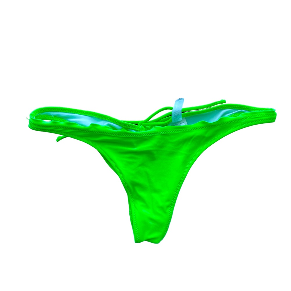 H2OH! Neon Lime Green Scrunch Brazilian Bikini Bottoms Women’s Size Medium